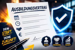 Vorschau - Stundenentwürfe - Was steht in einem Ausbildungsvertrag? Wichtige Inhalte und Regelungen der Ausbildung! Lernsituation mit Zusatzmaterial (Tafelbild und Erweiterungsaufgaben in 2 Niveaustufen)! - Deckblatt