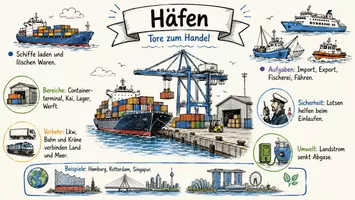 Vorschau - Arbeitsblätter - Arbeitsblatt "Hafen" + Onlineübung & MP3 + Mindmap + Infografik - Seite 1