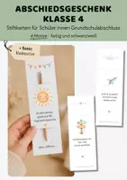 Vorschau - Mal- und Bastelvorlagen - Abschiedsgeschenk Klasse 4 | Geschenk Abschied Schüler Grundschule | Abschied Klasse 4 | Erinnerung Grundschulzeit - Deckblatt