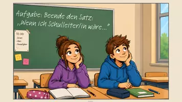 Vorschau - Arbeitsblätter - Konjunktiv 2 - Modus / Verbmodi - Präsentation zum Einstieg / Übung - Arbeitsblatt und Lösungen - Sekundarstufe 1 - Ab Klasse 7 - Seite 1