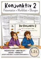 Vorschau - Arbeitsblätter - Konjunktiv 2 - Modus / Verbmodi - Präsentation zum Einstieg / Übung - Arbeitsblatt und Lösungen - Sekundarstufe 1 - Ab Klasse 7 - Deckblatt