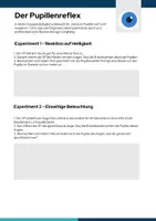 Vorschau - Arbeitsblätter - Versuch zum Auge: Pupillenreflex entdecken - Deckblatt