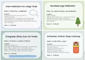 Vorschau - Aufgabenkarten - Meditation mit Musik - 20 Entspannungsübungen für mehr Achtsamkeit - Seite 1