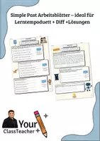 Vorschau - Arbeitsblätter - Simple Past (Affirmative & Interrogative) – ideal für Lerntempoduett und Diff - Deckblatt