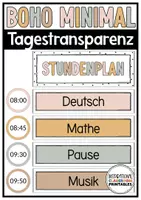 Vorschau - Poster - Tagestransparenz Boho Minimalistisch | Klassenzimmer Deko | Stundenplan - Deckblatt