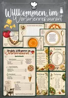 Vorschau - Stationenlernen - WORTARTEN - Wortartenrestaurant (Nomen, Verben, Adjektive, Präpositionen, Konjunktionen, Pronomen) - Deckblatt