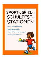 Vorschau - Spiele - Sportfest Stationen Grundschule – 16 Stationskarten für Sportprojektwoche, Schulfest & Spielfest - Seite 1