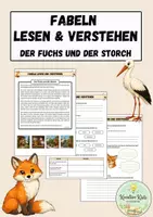 Vorschau - Arbeitsblätter - Der Fuchs und der Storch - Fabeln lesen und verstehen | Kl. 5/6 - Deckblatt