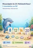 Vorschau - Arbeitsblätter - Minusaufgaben bis 20 | Mathematik Klasse 1 | 5 Arbeitsblätter als PDF - Deckblatt