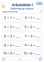 Vorschau - Arbeitsblätter - Zahlzerlegung bis 10 Klasse 1 | Mathematik | 5 Arbeitsblätter als PDF - Seite 1