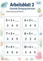 Vorschau - Arbeitsblätter - Zahlzerlegung bis 10 Klasse 1 | Mathematik | 5 Arbeitsblätter als PDF - Seite 2