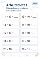 Vorschau - Arbeitsblätter - Zahlzerlegung bis 20 Klasse 1 | Mathematik | 5 Arbeitsblätter als PDF - Seite 1