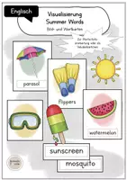 Vorschau - Fördermaterial/Inklusion - Englisch Flashcards Summer: Bildkarten und Wortkarten Sommer - Deckblatt