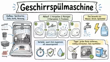 Vorschau - Arbeitsblätter - Arbeitsblätter zum Thema "Geschirrspülmaschine" + Lösung & MP3 + Mindmap + Infografik - Seite 1