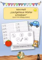 Vorschau - Arbeitsblätter - Miniheft lautgetreue Wörter schreiben Klasse 1 (auch mit Artikelpunkten) und Lösungen - Deckblatt