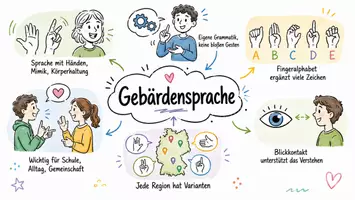 Vorschau - Arbeitsblätter - Arbeitsblätter zum Thema "Gebärdensprache" + Lösung & MP3 + Mindmap + Infografik - Seite 1