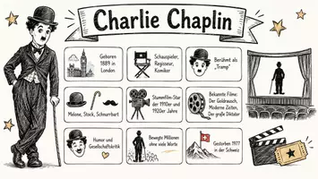 Vorschau - Arbeitsblätter - Arbeitsblätter "Charlie Chaplin" + Lösung & MP3 + Mindmap + Infografik - Seite 1