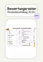 Vorschau - Klassenarbeiten - Personenbeschreibung Bewertungsraster Klassenarbeit Kl.3/4 - Deckblatt