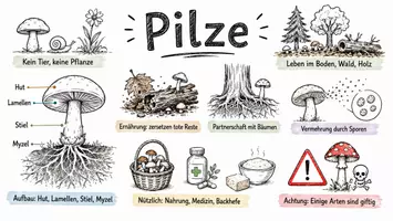 Vorschau - Arbeitsblätter - Arbeitsblatt "Pilze" + Onlineübung & MP3 + Mindmap + Infografik - Seite 1