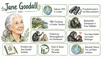 Vorschau - Arbeitsblätter - Arbeitsblätter zum Thema "Jane Goodall" + Lösung & MP3 + Mindmap + Infografik - Seite 1
