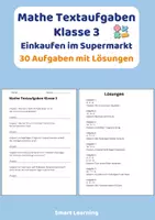 Vorschau - Stundenentwürfe - Mathe Textaufgaben Klasse 3 Einkaufen Materialpaket | 5 Materialien mit Lösungen - Seite 1