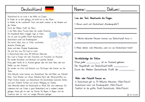 Vorschau - Arbeitsblätter - Lesetexte, Länder in Europa, sinnentnehmendes Lesen, Lesezeit, Leseförderung - Seite 1