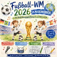 Vorschau - Arbeitsblätter - Fußball-WM 2026 im Musikunterricht – Mitmach-Rap, Rhythmusspiel, Ausmalbild & Stundenbild für die Grundschule - Deckblatt