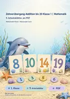 Vorschau - Arbeitsblätter - Zehnerübergang Addition bis 20 Klasse 1 | Mathematik | 5 Arbeitsblätter als PDF - Deckblatt