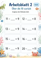 Vorschau - Arbeitsblätter - Zehnerübergang Subtraktion bis 20 Klasse 1 | Mathematik | 5 Arbeitsblätter als PDF - Seite 2