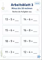 Vorschau - Arbeitsblätter - Zehnerübergang Subtraktion bis 20 Klasse 1 | Mathematik | 5 Arbeitsblätter als PDF - Seite 3
