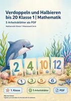 Vorschau - Arbeitsblätter - Verdoppeln und Halbieren bis 20 Klasse 1 | Mathematik | 5 Arbeitsblätter als PDF - Deckblatt