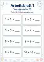 Vorschau - Arbeitsblätter - Verdoppeln und Halbieren bis 20 Klasse 1 | Mathematik | 5 Arbeitsblätter als PDF - Seite 1