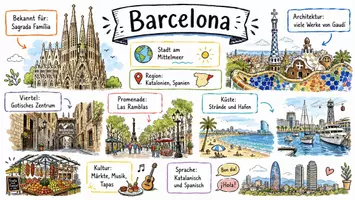 Vorschau - Arbeitsblätter - Arbeitsblätter zum Thema "Barcelona" + Lösung & MP3 + Mindmap + Infografik - Seite 1