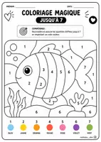 Aperçu - Feuilles d'exercices - 🐠 Coloriage magique – Le poisson (jusqu’à 7) - Page de couverture