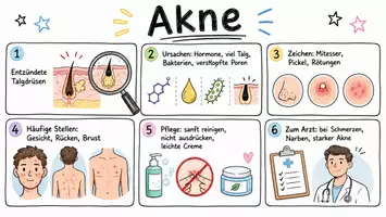 Vorschau - Arbeitsblätter - AB mit Fragen zum Thema "Akne" + Lösungsblatt + Mindmap + Infografik - Seite 1