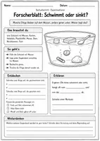 Vorschau - Arbeitsblätter - Forscherblätter Experimente – 4 kindgerechte Experimente für den Sachunterricht in der Grundschule - Seite 1