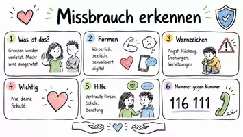 Vorschau - Arbeitsblätter - AB mit Fragen zum Thema "Missbrauch" + Lösungsblatt + Mindmap + Infografik - Seite 1
