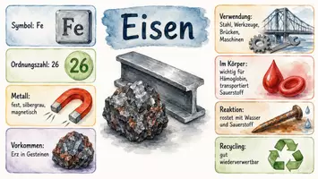 Vorschau - Arbeitsblätter - Arbeitsblatt zum Thema "Eisen" + Onlineübung & MP3 + Infografik - Seite 1