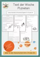 Vorschau - Arbeitsblätter - Planeten und Sonnensytem – Sachtext mit Leseverständnis | Text der Woche | Klasse 3/4 - Deckblatt
