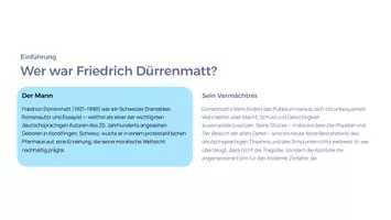 Vorschau - Unterrichtsreihen - 🎭 Friedrich Dürrenmatt – Präsentation zu Leben, Werk & Gesellschaftskritik | Deutsch Sek II - Seite 1