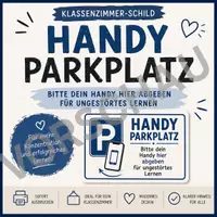 Vorschau - Poster - Handy Parkplatz fürs Klassenzimmer – Schild für die Handygarage - Deckblatt