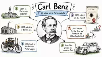 Vorschau - Arbeitsblätter - Arbeitsblätter zum Thema "Carl Benz" + Lösung & MP3 + Mindmap + Infografik - Seite 1