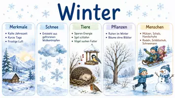 Vorschau - Arbeitsblätter - Arbeitsblatt "Winter" + Onlineübung & MP3 + Infografik - Seite 1