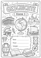 Vorschau - selbst erstellte Cliparts/Grafiken - Deckblatt Geschichte Klasse 5 - Deckblatt