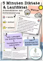 Vorschau - Arbeitsblätter - 5 Minuten Diktate und Laufdiktate "Wetter" mit Differenzierung #56 - Deckblatt