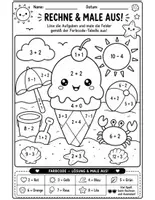 Vorschau - Arbeitsblätter - Rechnen & Ausmalen Sommer Mathe Arbeitsblätter - Seite 1