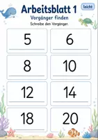 Vorschau - Arbeitsblätter - Vorgänger und Nachfolger bis 20 Klasse 1 | Mathematik | 5 Arbeitsblätter als PDF - Seite 1