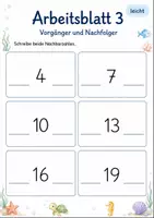 Vorschau - Arbeitsblätter - Vorgänger und Nachfolger bis 20 Klasse 1 | Mathematik | 5 Arbeitsblätter als PDF - Seite 3