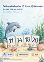 Vorschau - Arbeitsblätter - Zahlen schreiben bis 20 Klasse 1 | Mathematik | 5 Arbeitsblätter als PDF - Deckblatt