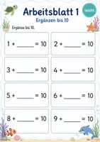 Vorschau - Arbeitsblätter - Ergänzen bis 10 Klasse 1 | Mathematik | 5 Arbeitsblätter als PDF - Seite 1
